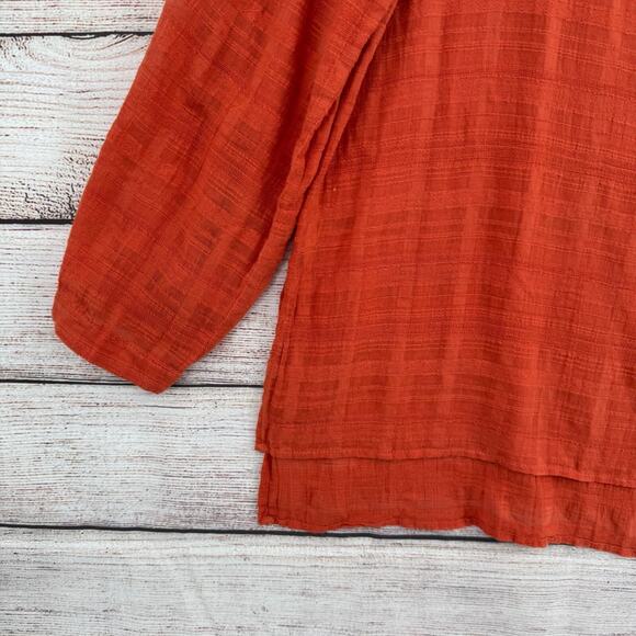 Max Edition Semi Sheer V-Neck Tunic Blouse Women's Size XL Red/Pink - Picture 5 of 15